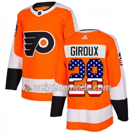 Herren Eishockey Philadelphia Flyers Trikot Claude Giroux 28 Adidas 2017-2018 Orange USA Flag Fashion Authentic